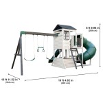 Complex cu Casuta Mare de Joaca pentru copii pe 2 niveluri  - Complex cu Etaj si Tobogan Cozy Play WRANGLER de exterior din lemn - Kidkraft  Complex cu Casuta Mare de Joaca pentru copii pe 2 niveluri  - Complex cu Etaj si Tobogan Cozy Play WRANGLER de exterior din lemn - Kidkraft